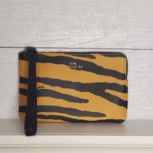 Coach Leather Tiger Print Wristlet